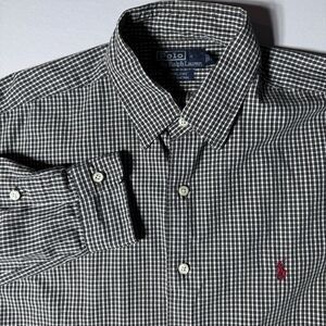 Vintage Polo Ralph Lauren Mens M Shirt Marlowe Plaid Long Sleeve Button Up Brown